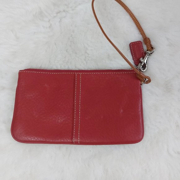 Coach Women's Red Leather Mini Bag/Wristlet - Picture 2 of 8